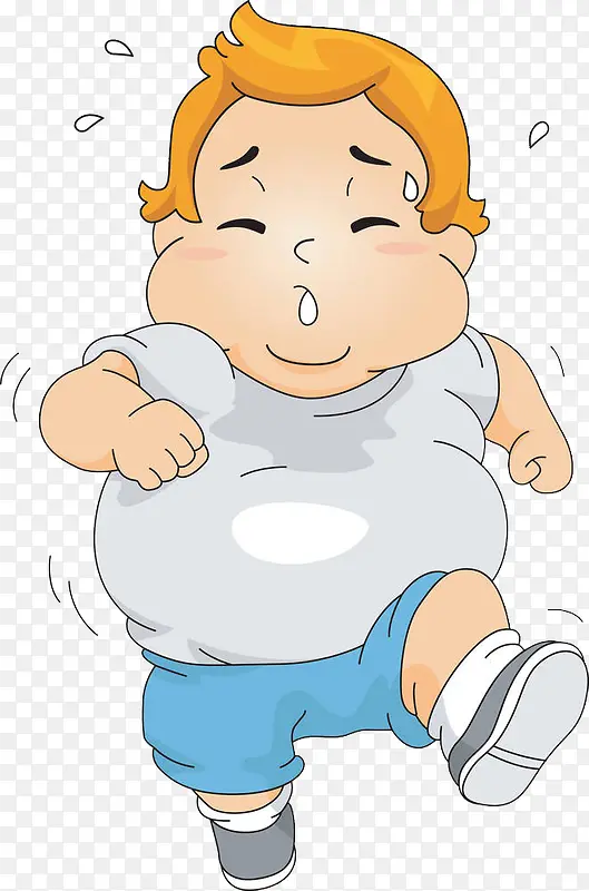 跑步运动的大肚腩小胖子