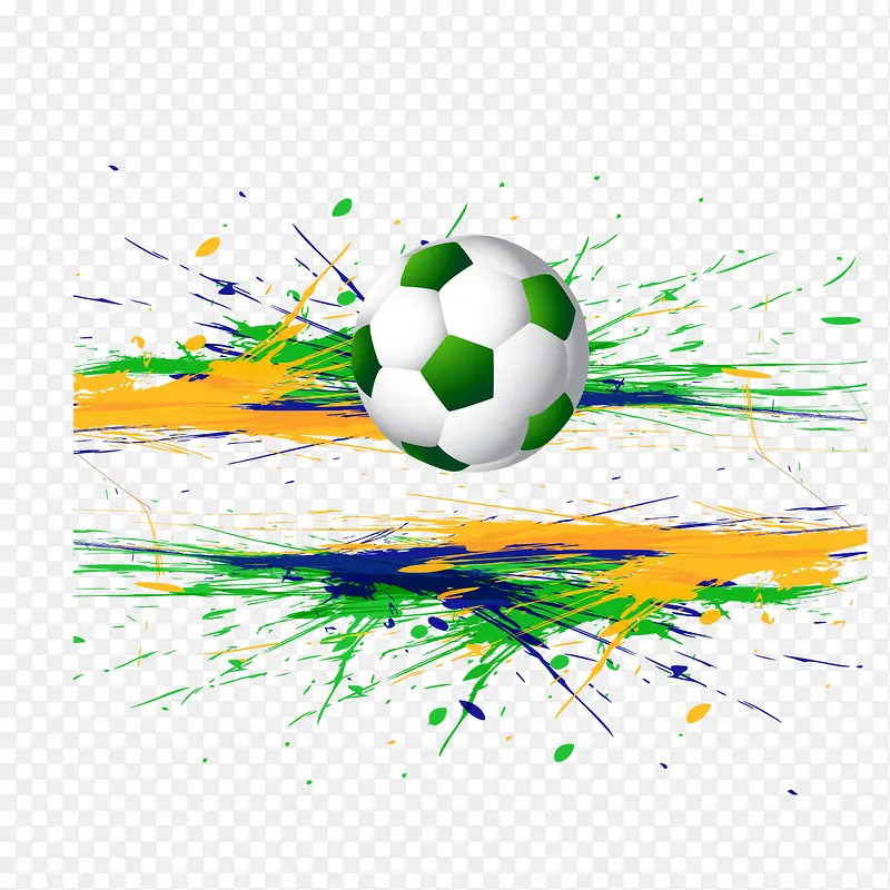 手绘创意足球和喷溅颜料