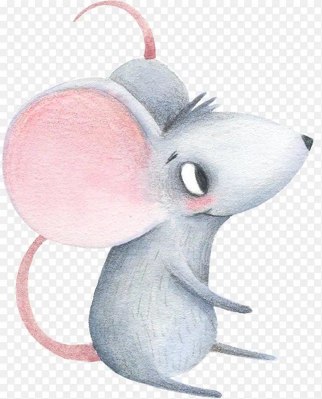 水彩呆萌可爱小老鼠涂鸦插画
