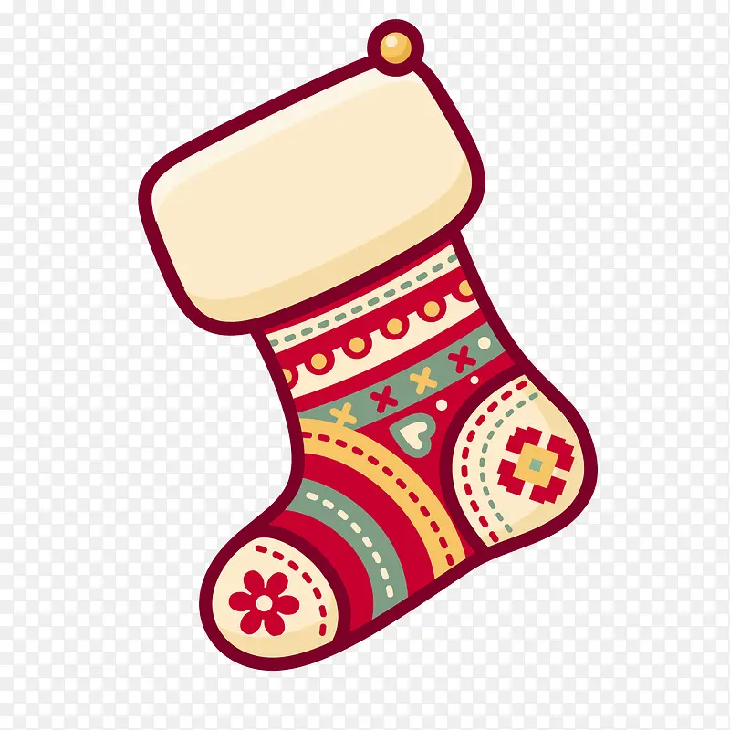 彩色手绘圣诞袜子元素