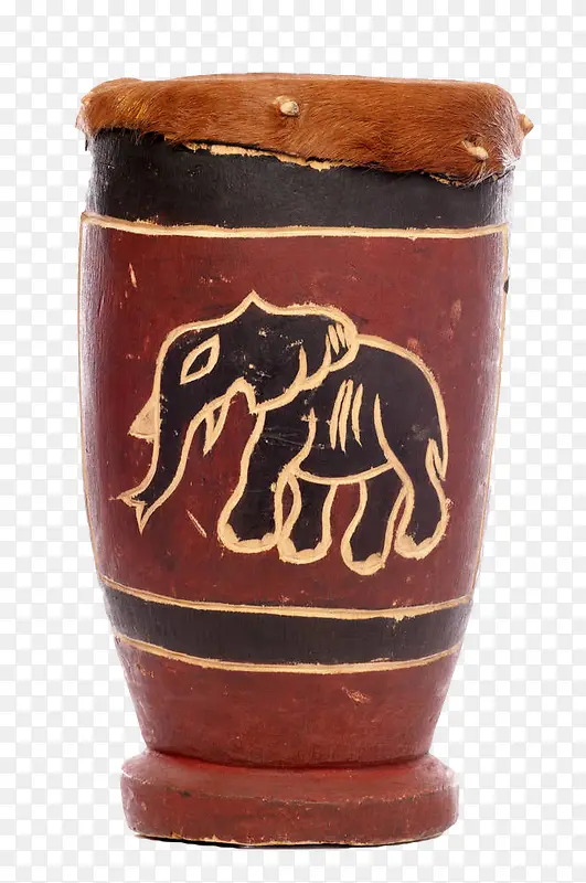手绘大象纹饰非洲鼓