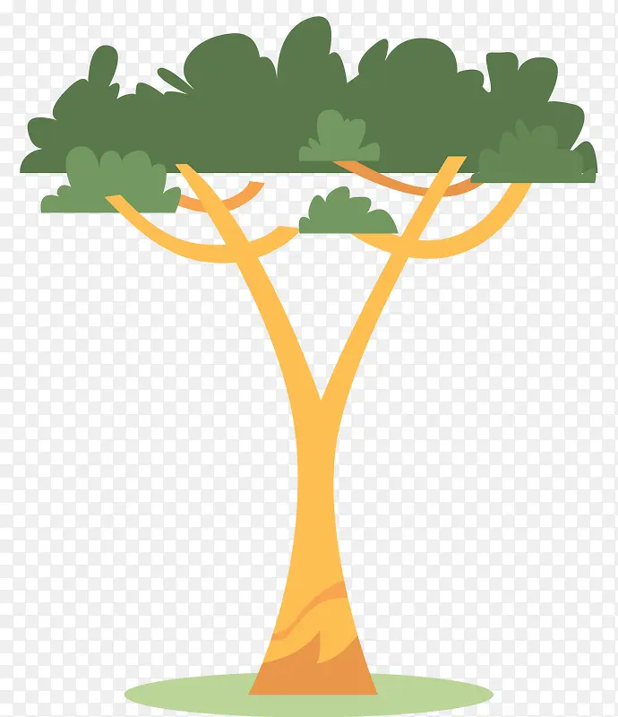 细长黄色树干卡通猴面包树