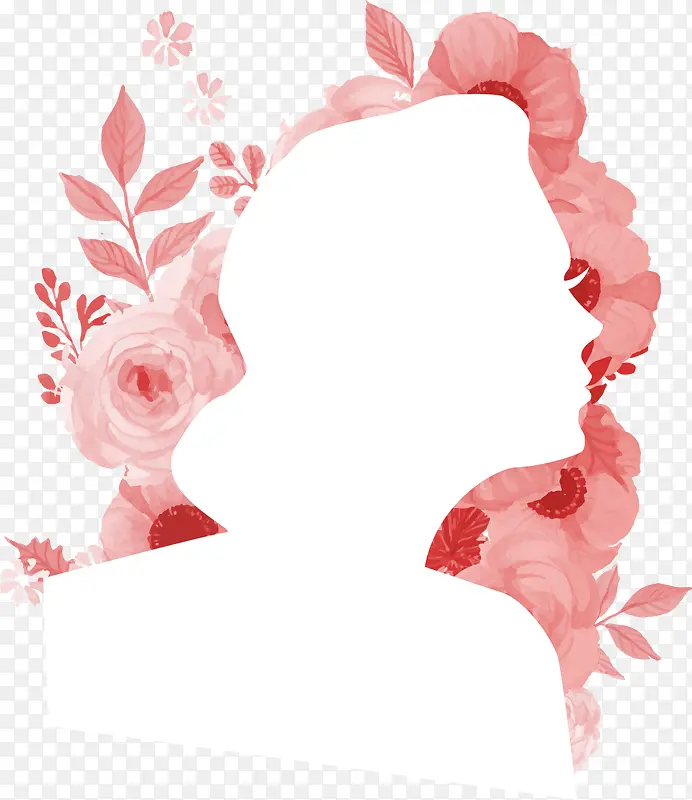 水彩手绘插图女性侧颜