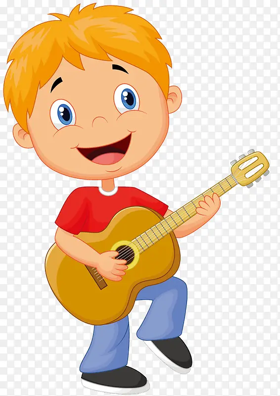 弹吉他的小男孩免抠图案