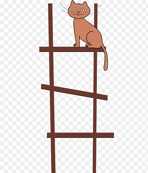 站在梯子上的小猫