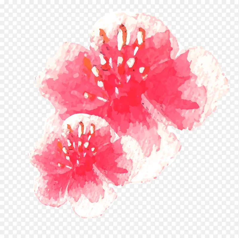 水粉手绘桃花设计元素