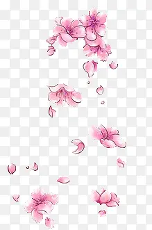 手绘水墨粉红色的桃花