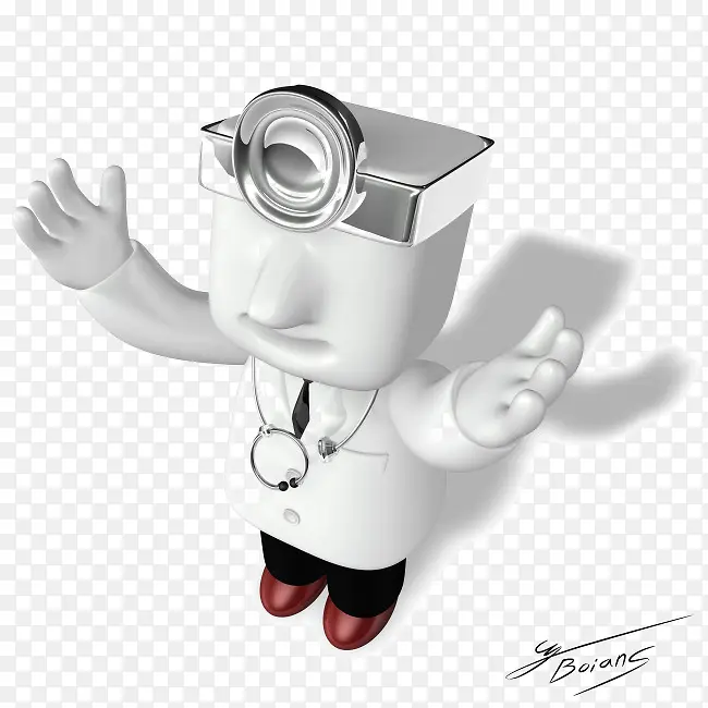有质感的白色3D小人医生