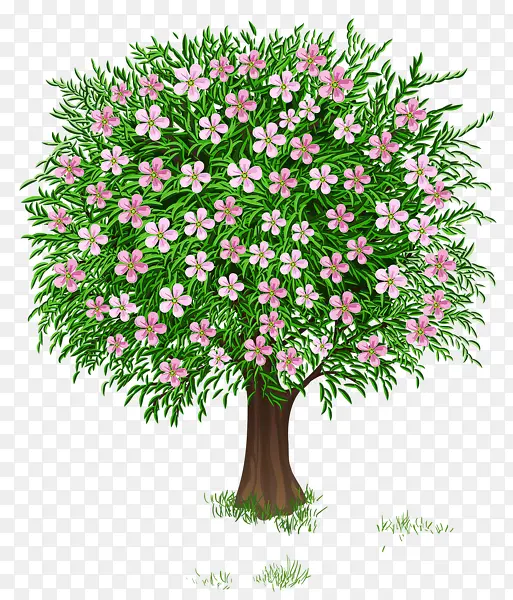 卡通开满鲜花的树