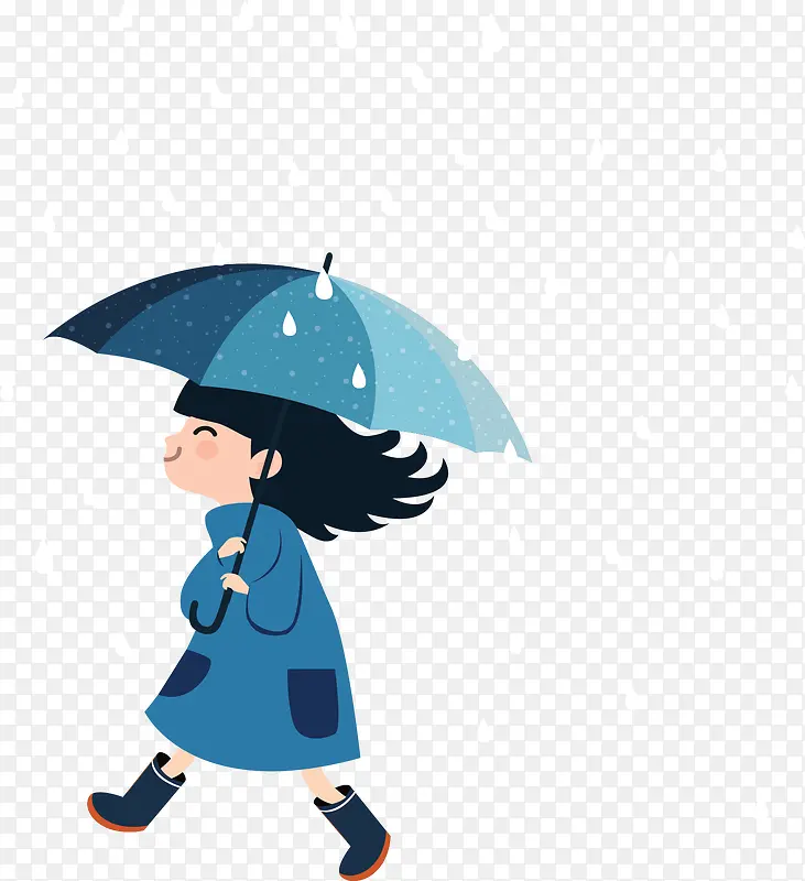在雨中行走的女孩
