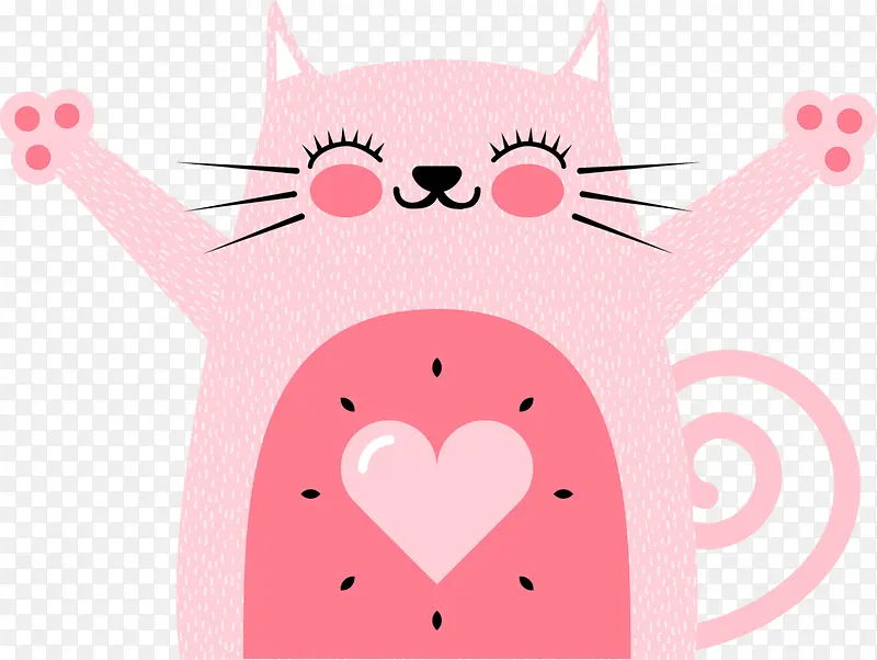 粉色可爱爱心小猫