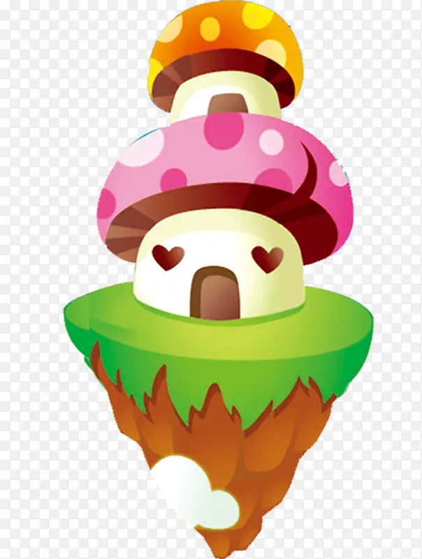 蘑菇悬浮岛卡通六一儿童节