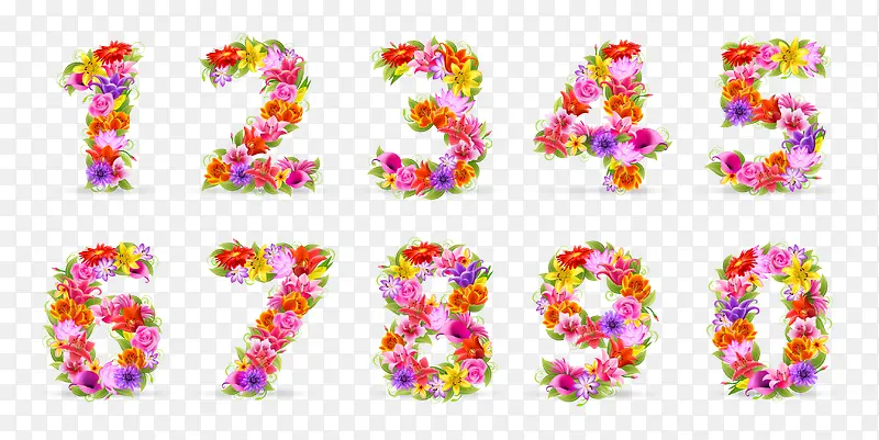 花朵组成的数字