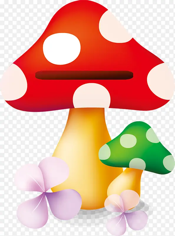 红色卡通蘑菇六一儿童节素材