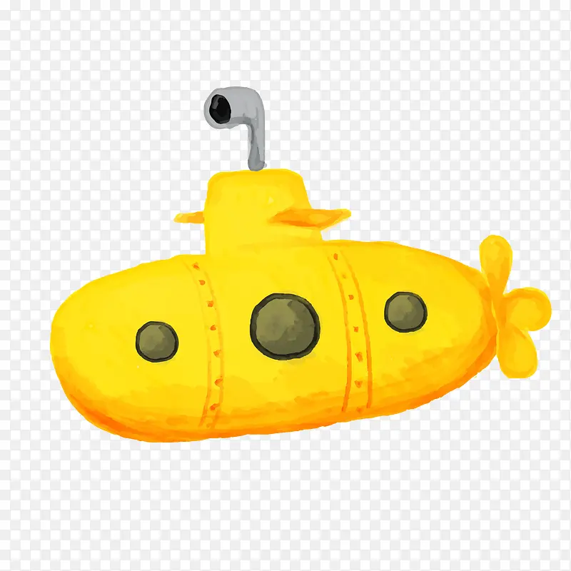 黄色卡通手绘潜水艇