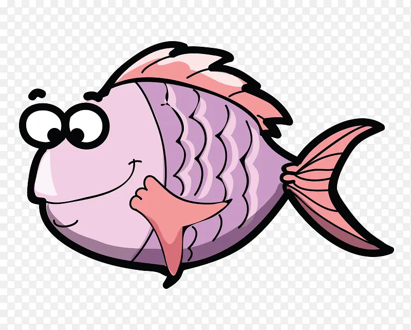 紫色鱼类海洋生物超萌卡通手绘Q
