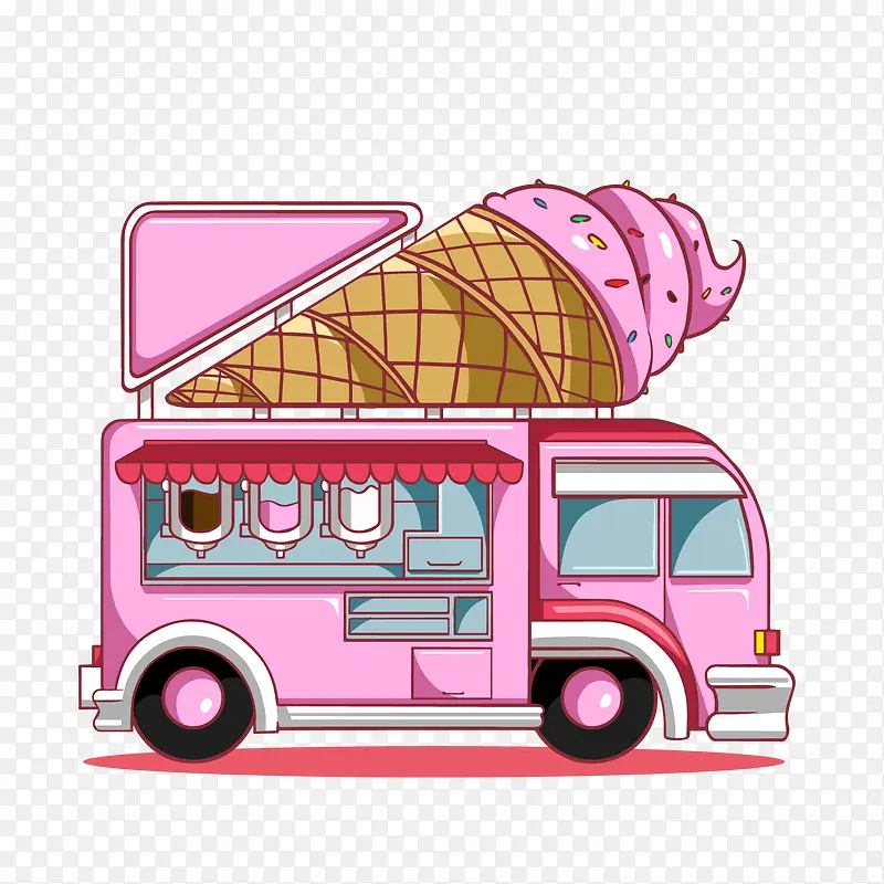 粉色移动冰淇淋车