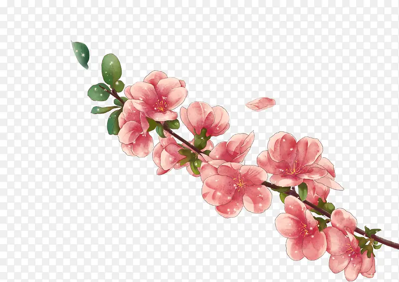 高清创意手绘粉红色的桃花