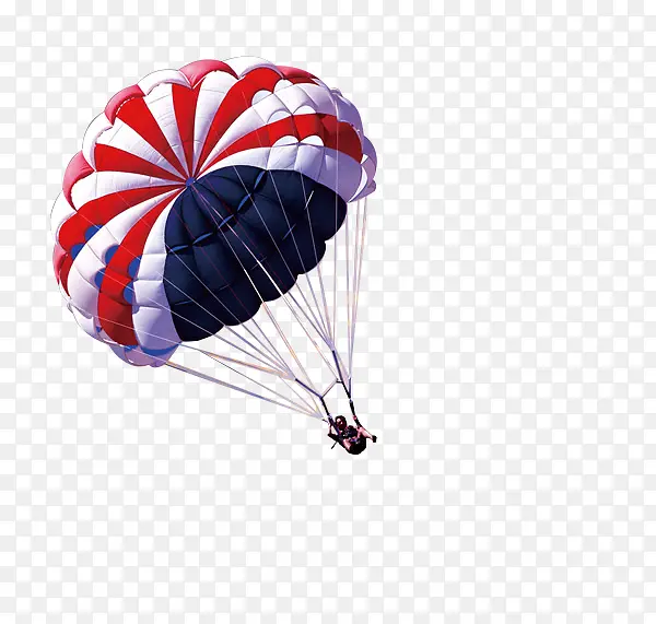 高清摄影手绘蓝色红色白色的降落伞