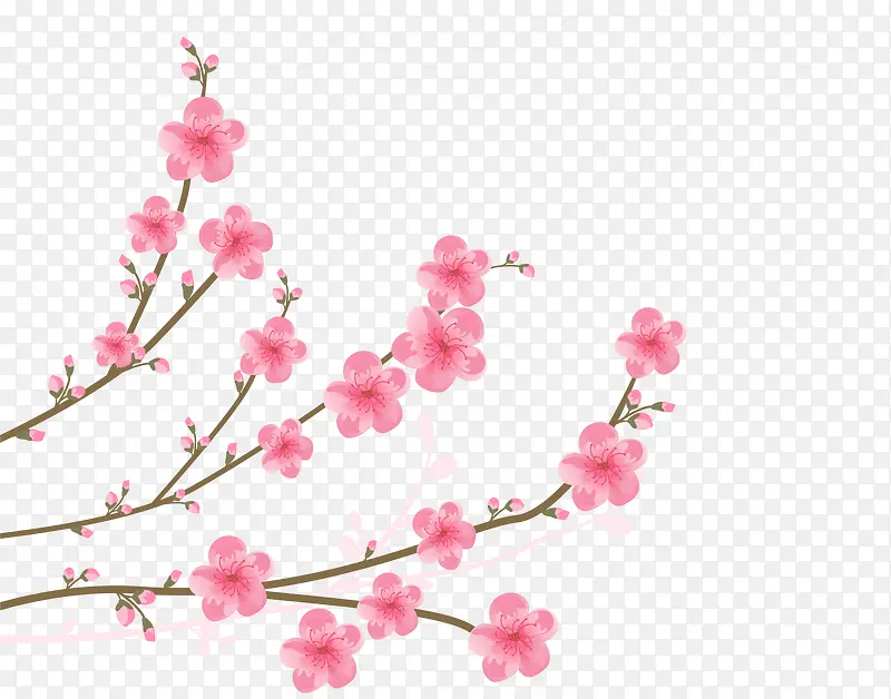 粉色桃花树枝矢量图