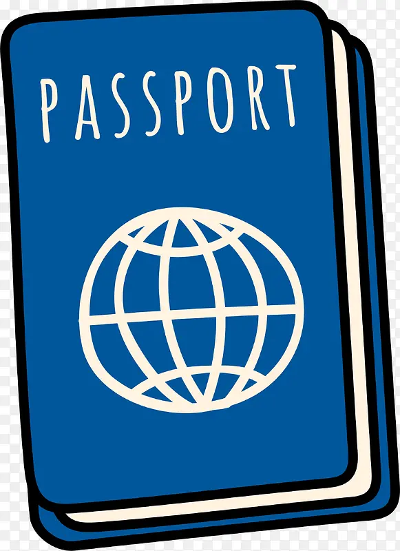 卡通蓝色护照通行证