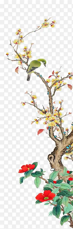 树枝上的梅花和小鸟
