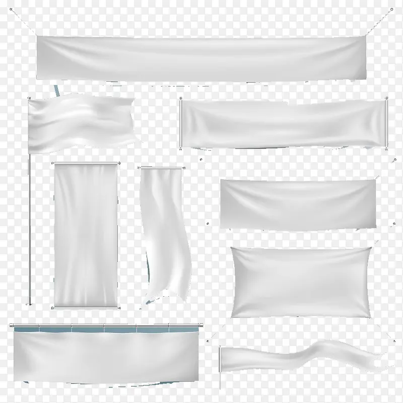 9款悬挂的白色绸布横幅矢量素材