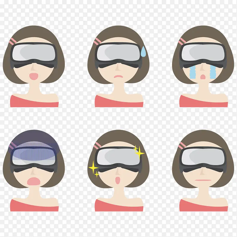 矢量女人与虚拟现实眼镜