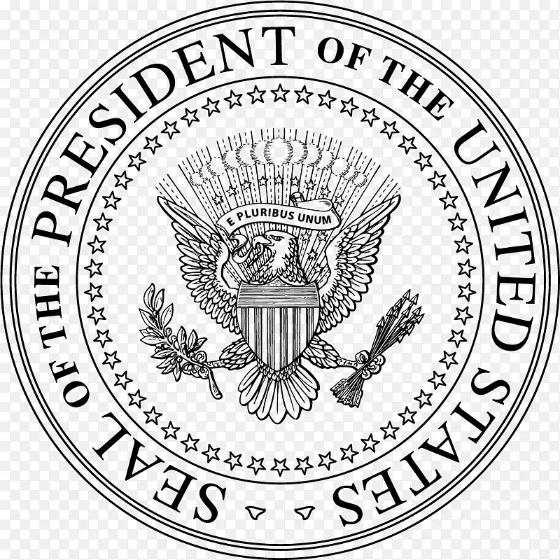 黑白风格复杂总统印章