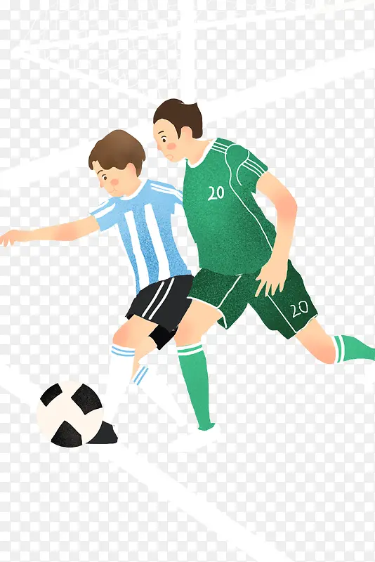 卡通手绘足球运动人物插画