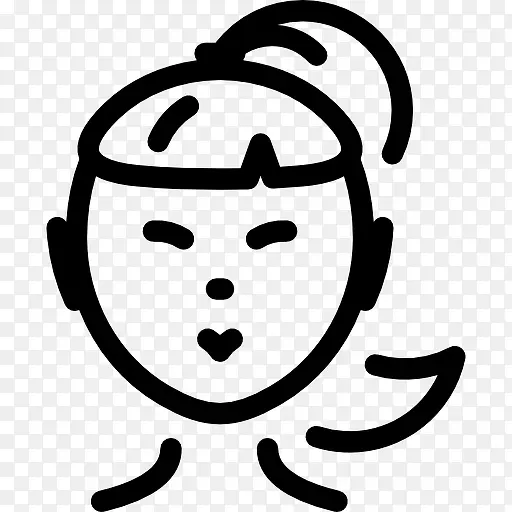 女人的头和Ponytail 图标