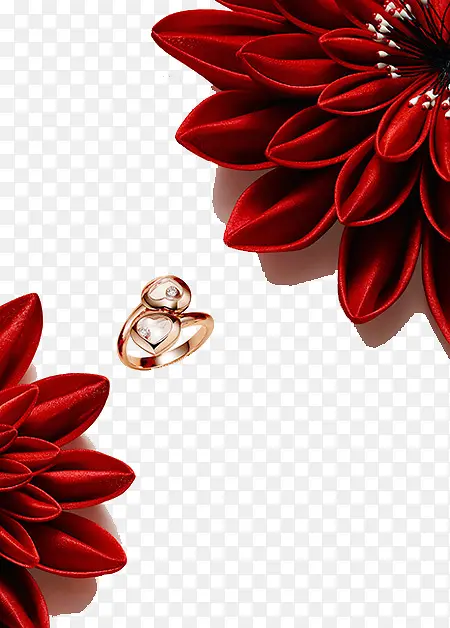 红色装饰花和戒指