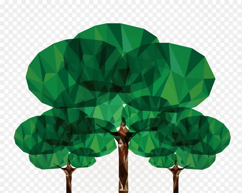矢量晶格化绿树木