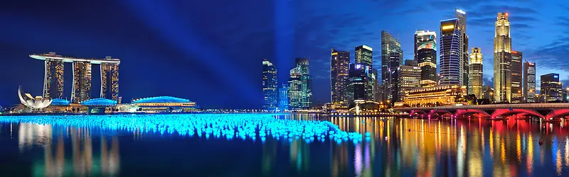 夜晚灯火通明城市时尚