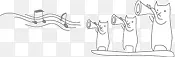 可爱手绘素描吹喇叭的卡通猫咪