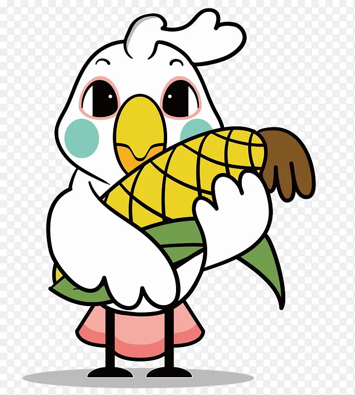 抱着玉米的小鸡