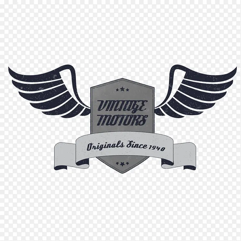 复古的带翅膀的摩托车徽章