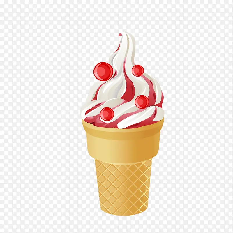 红色卡通冰淇淋矢量图