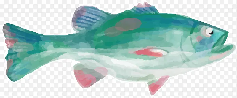 绿色水彩大海海鱼