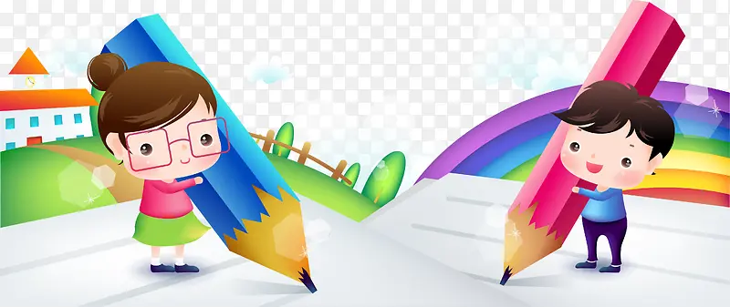 学校生活卡通矢量图