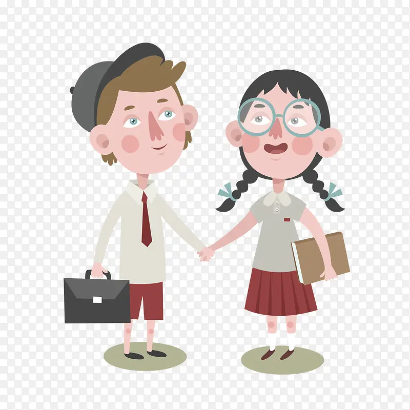 卡通拉手返校的孩子矢量图