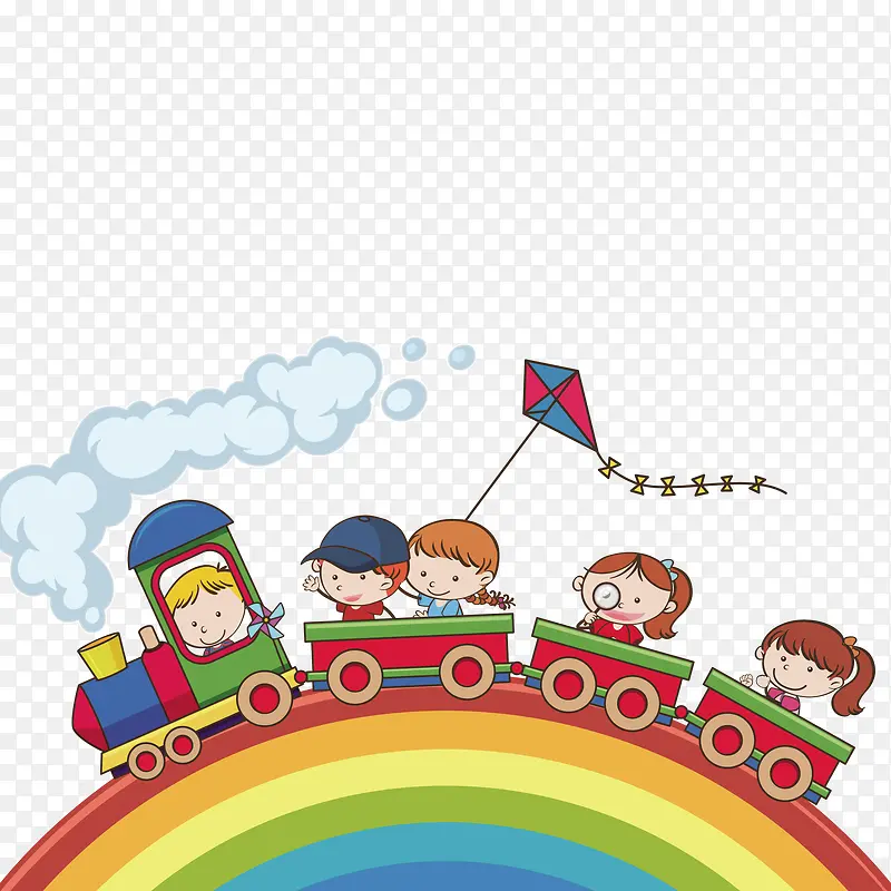 矢量彩虹上的小火车下载