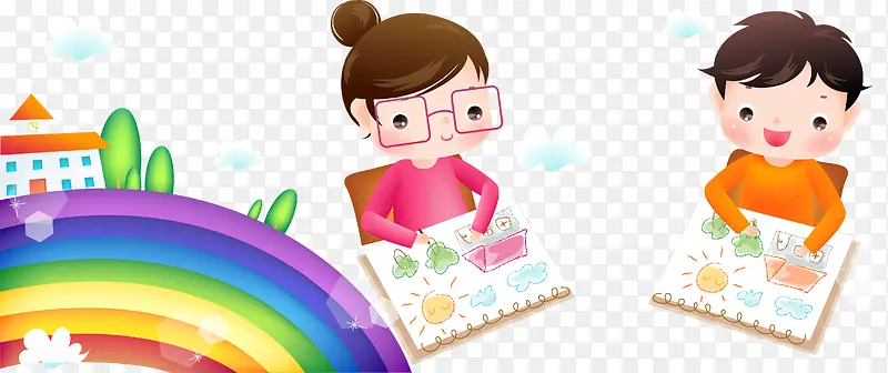 学校生活卡通矢量图