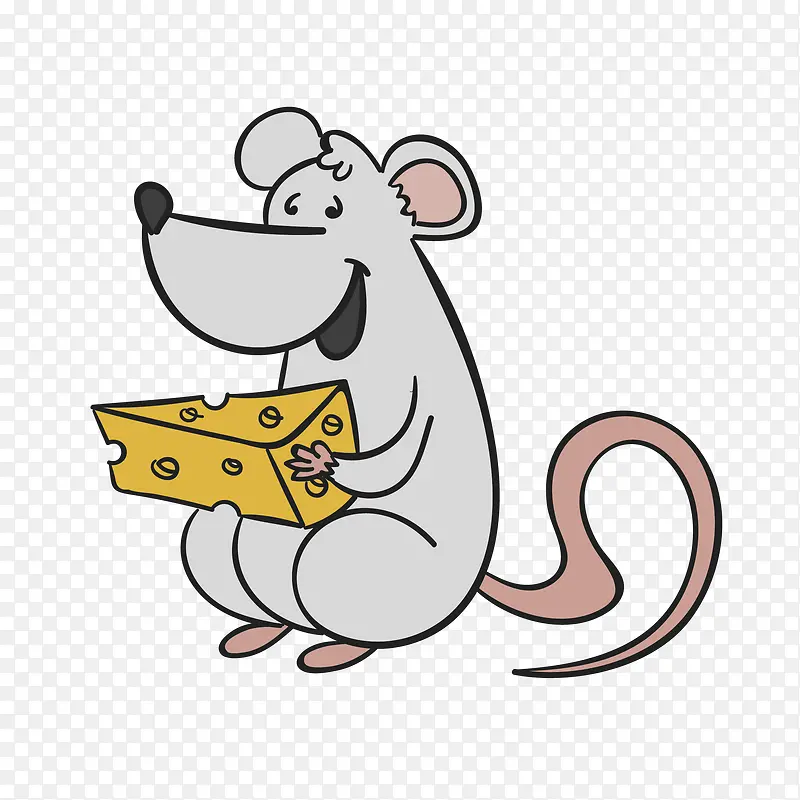灰色卡通老鼠吃东西