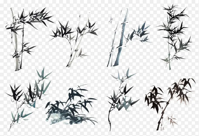 八种水墨竹子画