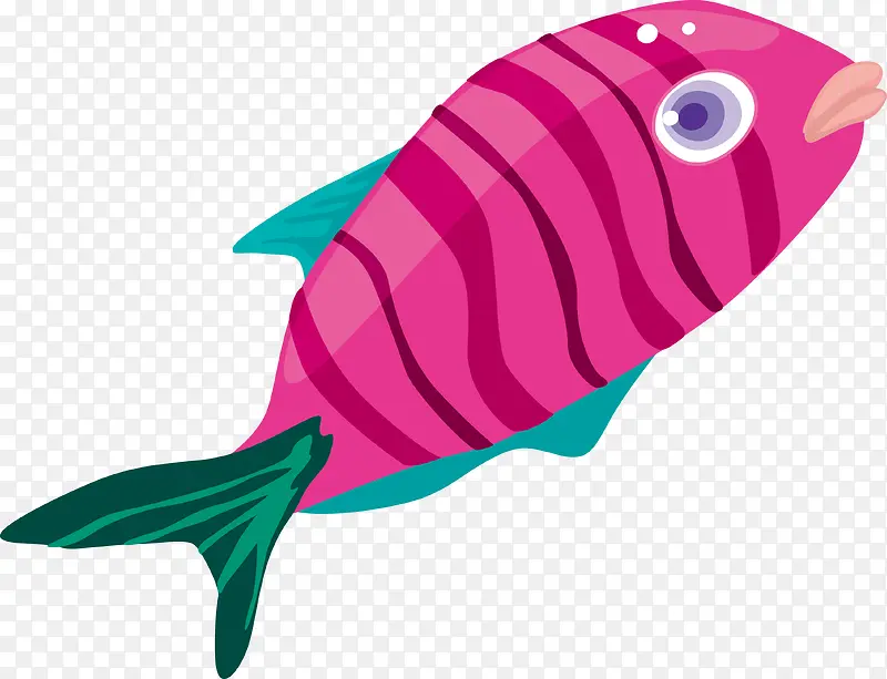 卡通玫瑰色海鱼矢量图