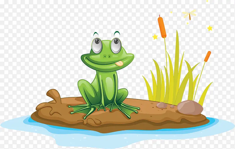 河岸上伸舌头的青蛙