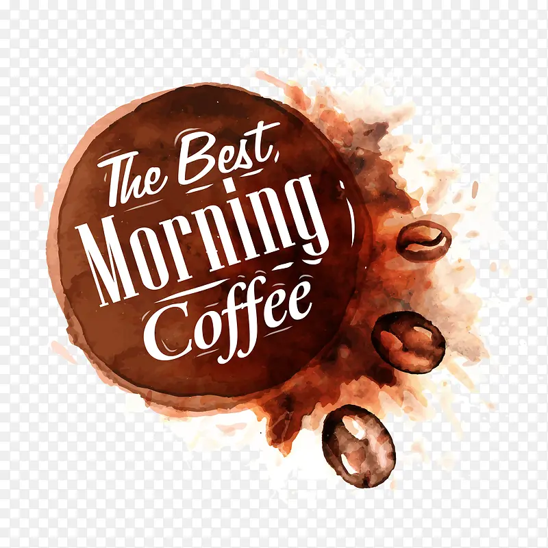 水彩早晨咖啡字体设计