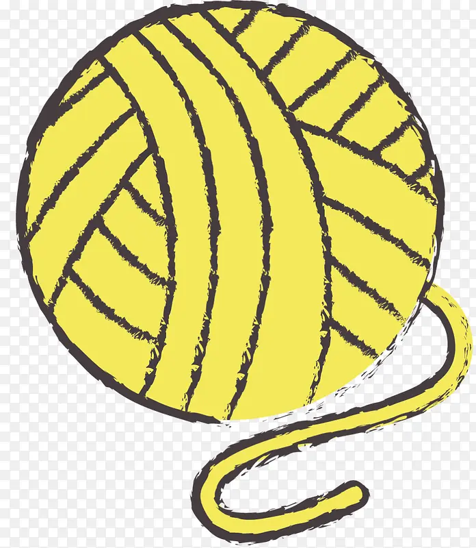 手绘风格矢量黄色毛线球