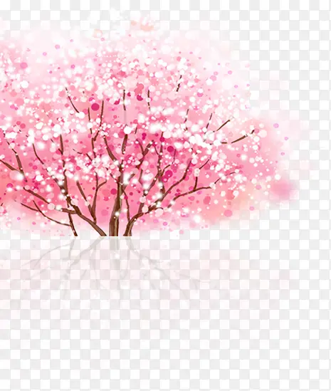 粉色桃花美景大树卡通